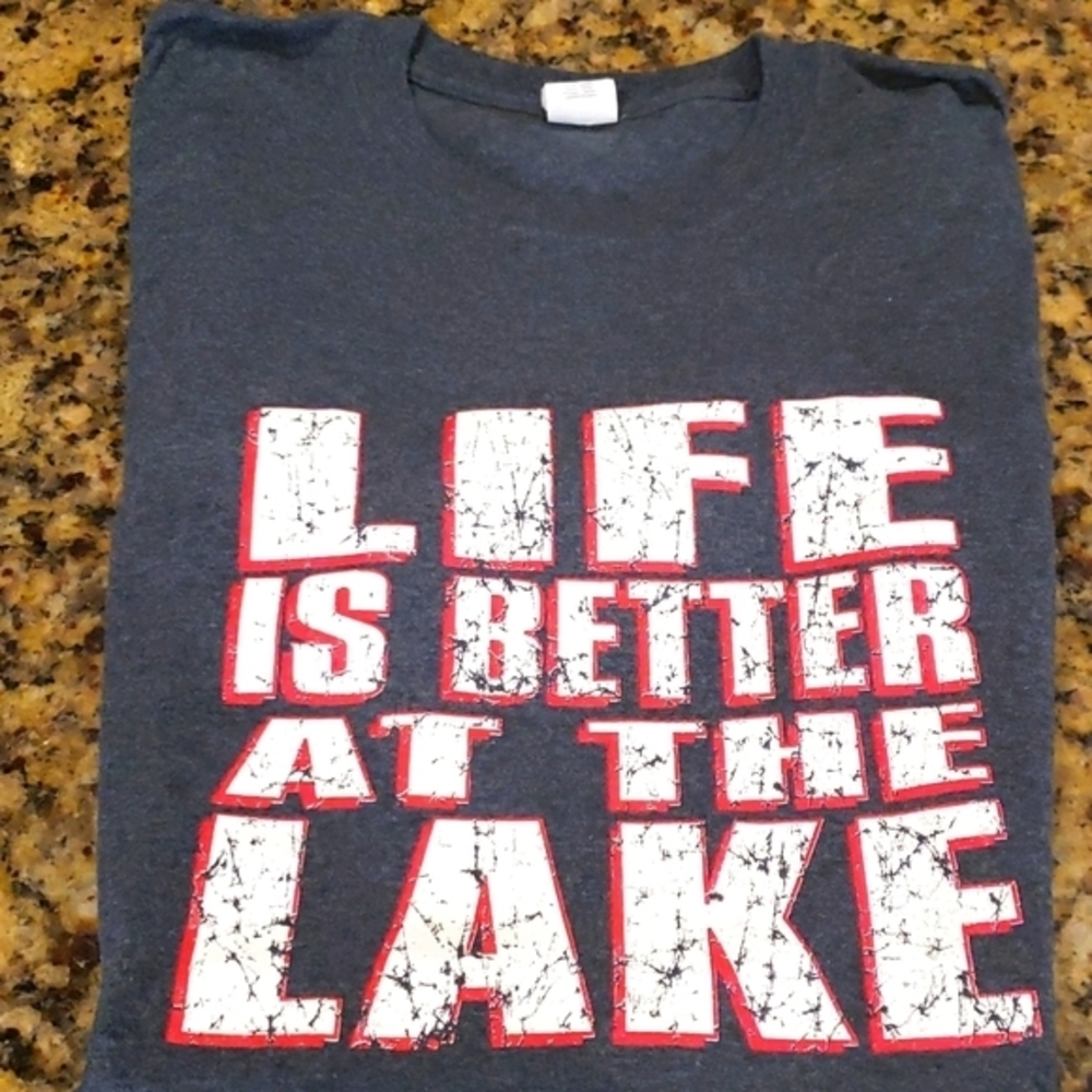 Life is Better‎ at the Lake Gray Short Sleeve Tshirt Large